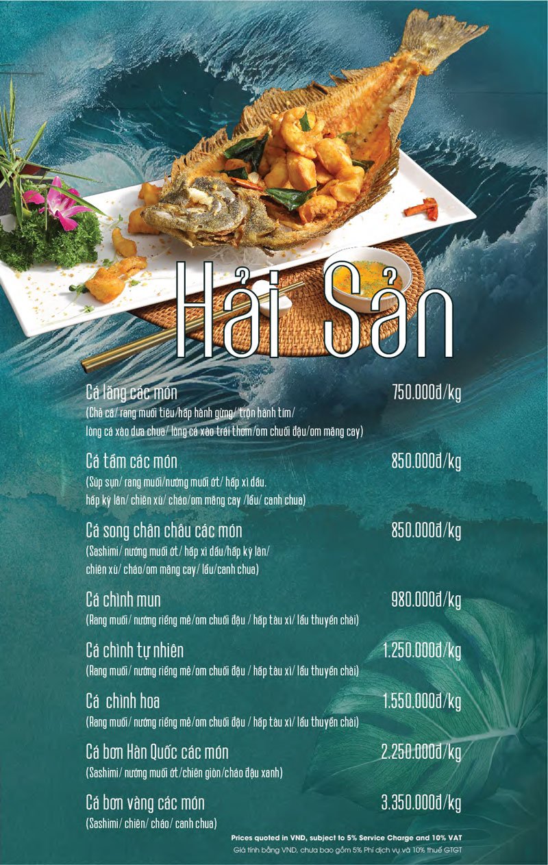 Menu nhà hàng Xanh