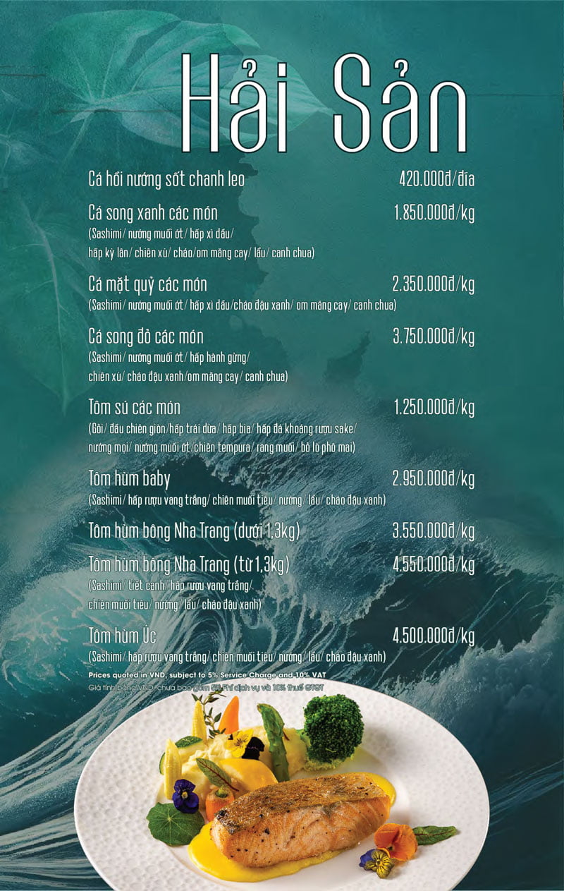 Menu nhà hàng Xanh