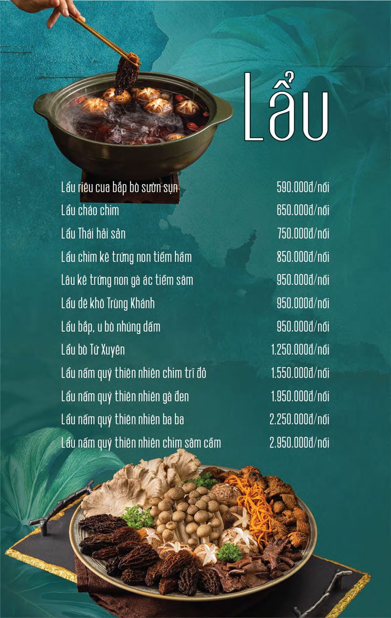 Menu nhà hàng Xanh