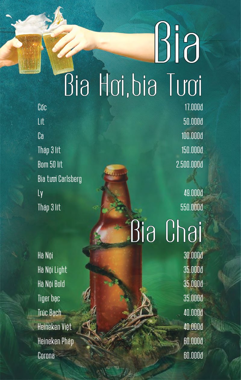 Menu nhà hàng Xanh