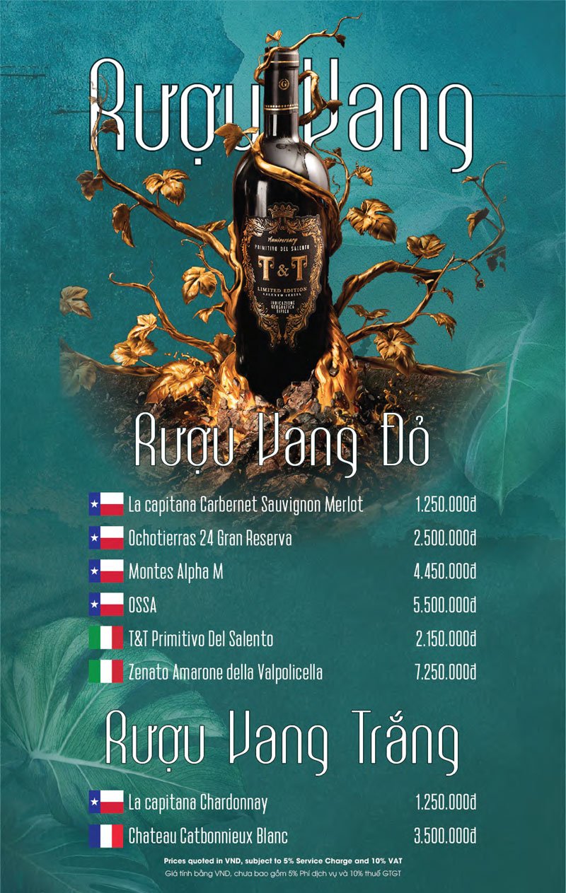 Menu nhà hàng Xanh