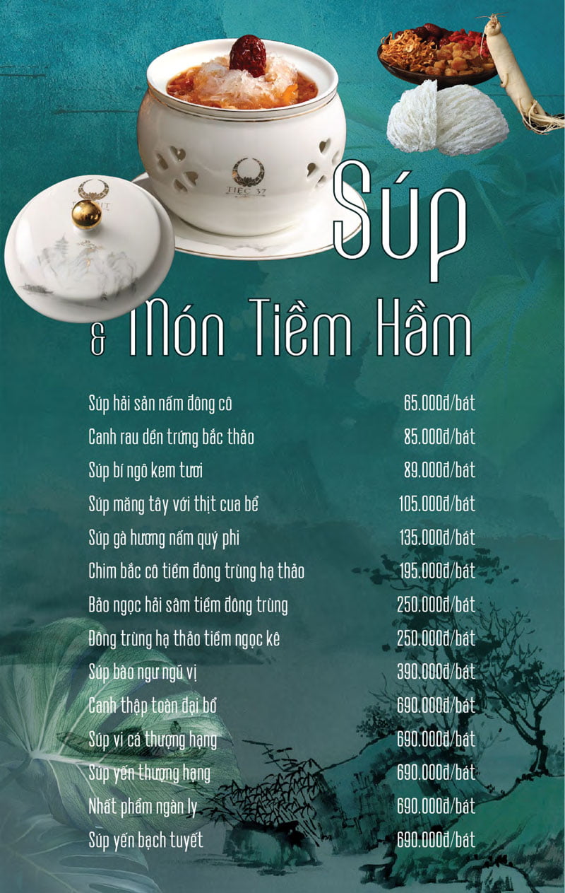Menu nhà hàng Xanh
