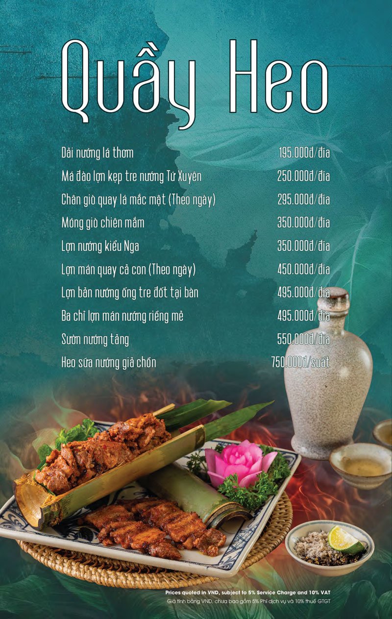 Menu nhà hàng Xanh