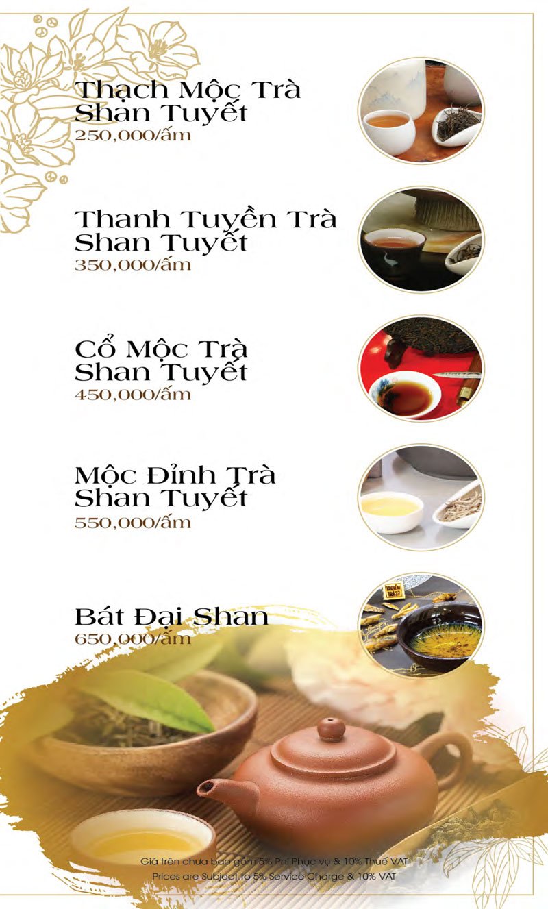 Menu Ăn sáng - Drinks list Biệt thự số 1