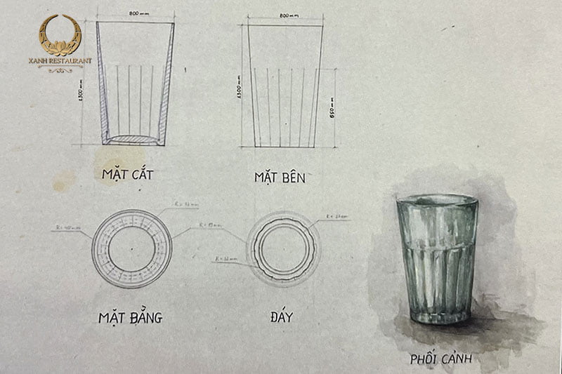Bản phác thảo thiết kế chiếc cốc uống bia chuyên dụng đầu tiên của Việt Nam